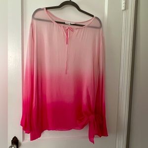 Together by Spiegel 90s Vintage Sheer Pink Ombré Tunic with Side Tie XL
